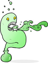 cartoon ghost in bottle