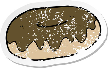 retro distressed sticker of a cartoon donut