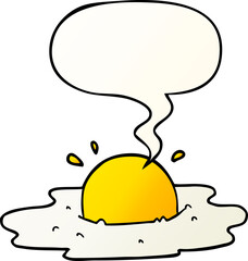 cartoon fried egg and speech bubble in smooth gradient style