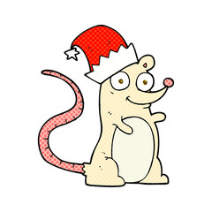 cartoon mouse wearing christmas hat