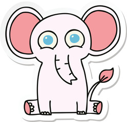 sticker of a quirky hand drawn cartoon elephant