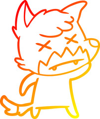 warm gradient line drawing cartoon dead fox