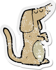 distressed sticker of a cartoon dog