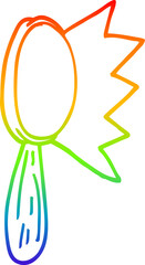 rainbow gradient line drawing cartoon magnifying glass