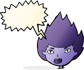 cartoon vampire head with speech bubble