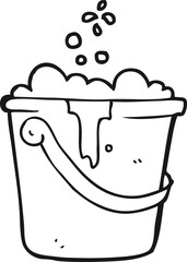 black and white cartoon cleaning bucket