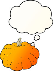 cartoon pumpkin and thought bubble in smooth gradient style