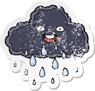 recommend clip art: retro distressed sticker of a cartoon raincloud