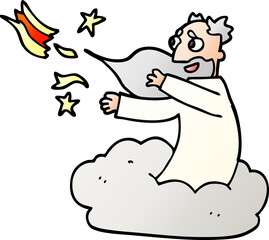 cartoon doodle god on cloud