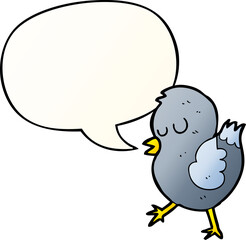 cartoon bird and speech bubble in smooth gradient style