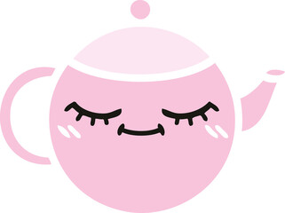 flat color retro cartoon teapot