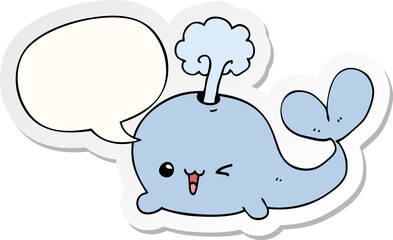 cartoon whale and speech bubble sticker