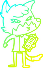 cold gradient line drawing clever cartoon fox