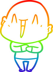 rainbow gradient line drawing happy cartoon bald man