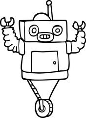 line drawing cartoon robot