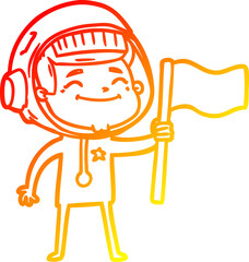 warm gradient line drawing happy cartoon astronaut