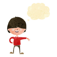 cartoon happy man with thought bubble