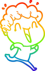 rainbow gradient line drawing cartoon happy man