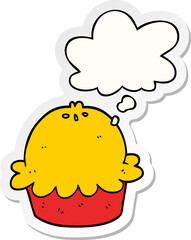cartoon pie and thought bubble as a printed sticker