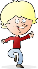 cartoon happy waving boy