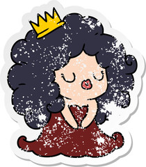 distressed sticker cartoon of cute kawaii girl