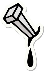 tattoo style sticker of iron nail