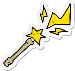 sticker of a cartoon magic wand casting spell