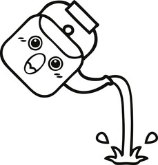 line drawing cartoon pouring kettle