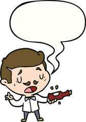 cartoon wine expert explaining and speech bubble