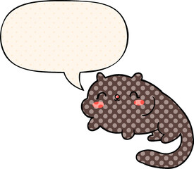 cartoon cat and speech bubble in comic book style