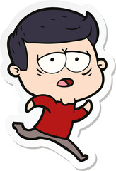 sticker of a cartoon tired man