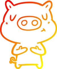 warm gradient line drawing cartoon content pig
