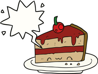 cartoon cake and speech bubble