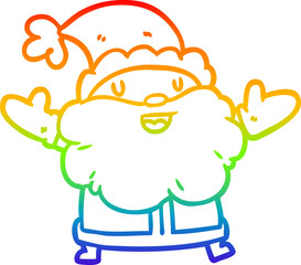 rainbow gradient line drawing santa claus