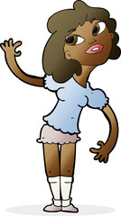 cartoon woman waving