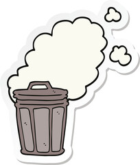 sticker of a cartoon stinky garbage can