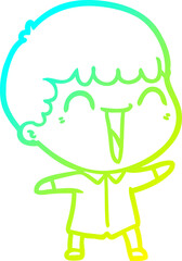 cold gradient line drawing cartoon happy man