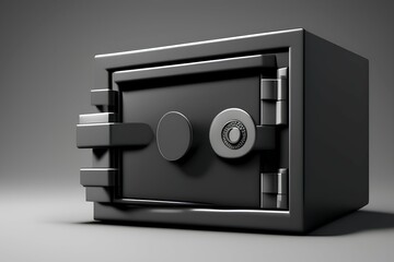 3D image of black safe - generative ai - obrazy, fototapety, plakaty