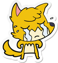 sticker of a crying fox cartoon