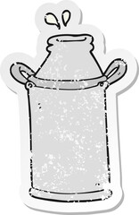retro distressed sticker of a cartoon milk barrel