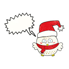 speech bubble textured cartoon cute christmas owl