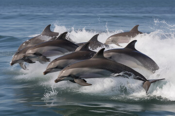 Dolphins leaping out of the water created wtih AI