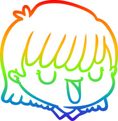 rainbow gradient line drawing cartoon female face