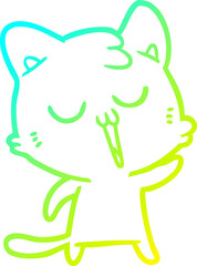 Fototapeta premium cold gradient line drawing cartoon cat singing