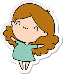 sticker cartoon of a cute kawaii girl
