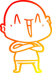 warm gradient line drawing happy cartoon bald man