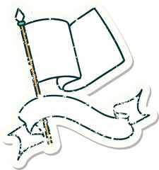 grunge sticker with banner of a flag