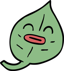 cartoon doodle leaf
