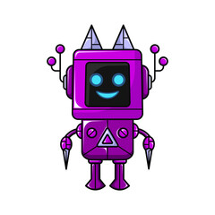 cartoon robots isolated on white background