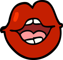 hand drawn doodle style cartoon red lips